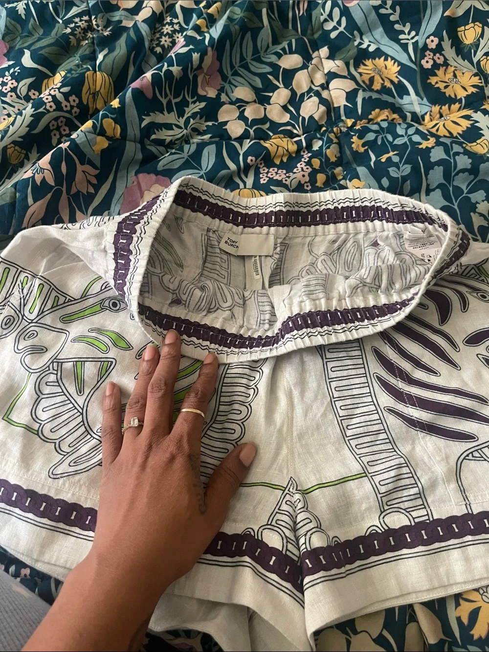Tory Burch Girls' Zebra Print Button-Front Set in White, Green & Purple
